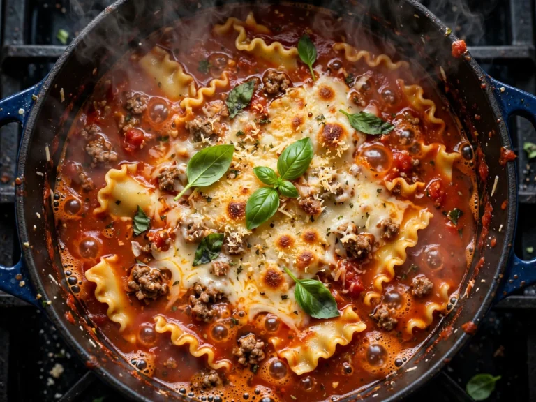 Lasagna soup simmering