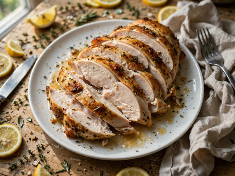 Sliced juicy baked chicken